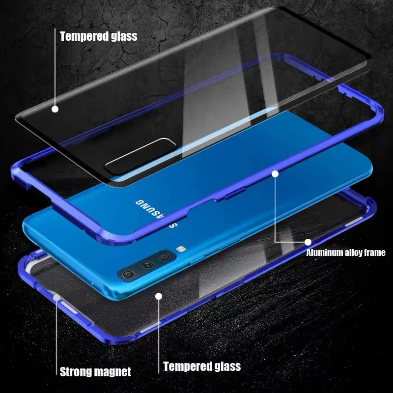 Magnetic Tempered Glass Double-sided Phone Case For Samsung