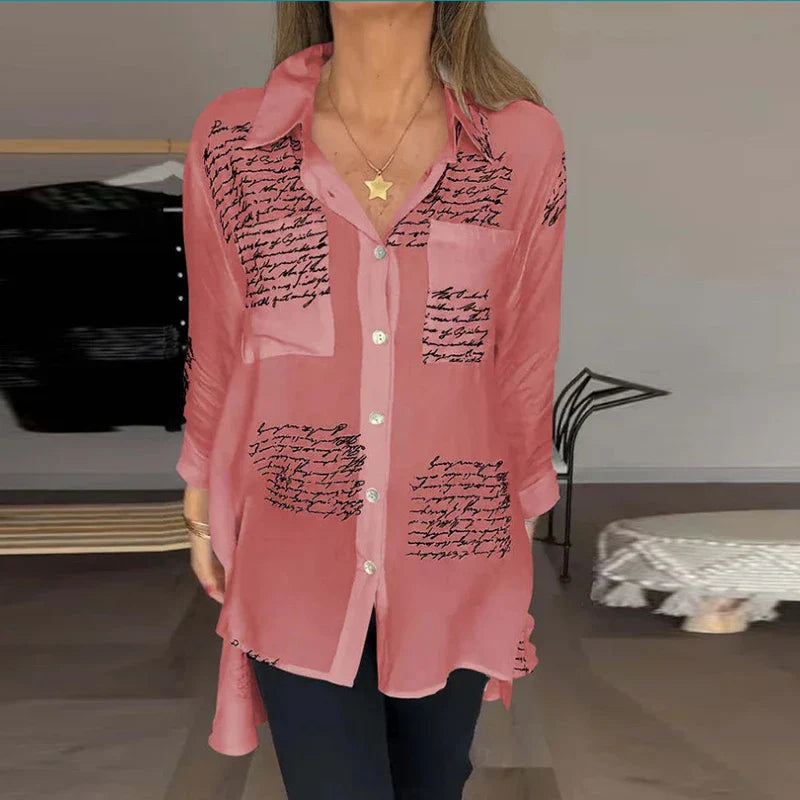 Letter Print Fashion Lapel Shirt (Free Shipping)