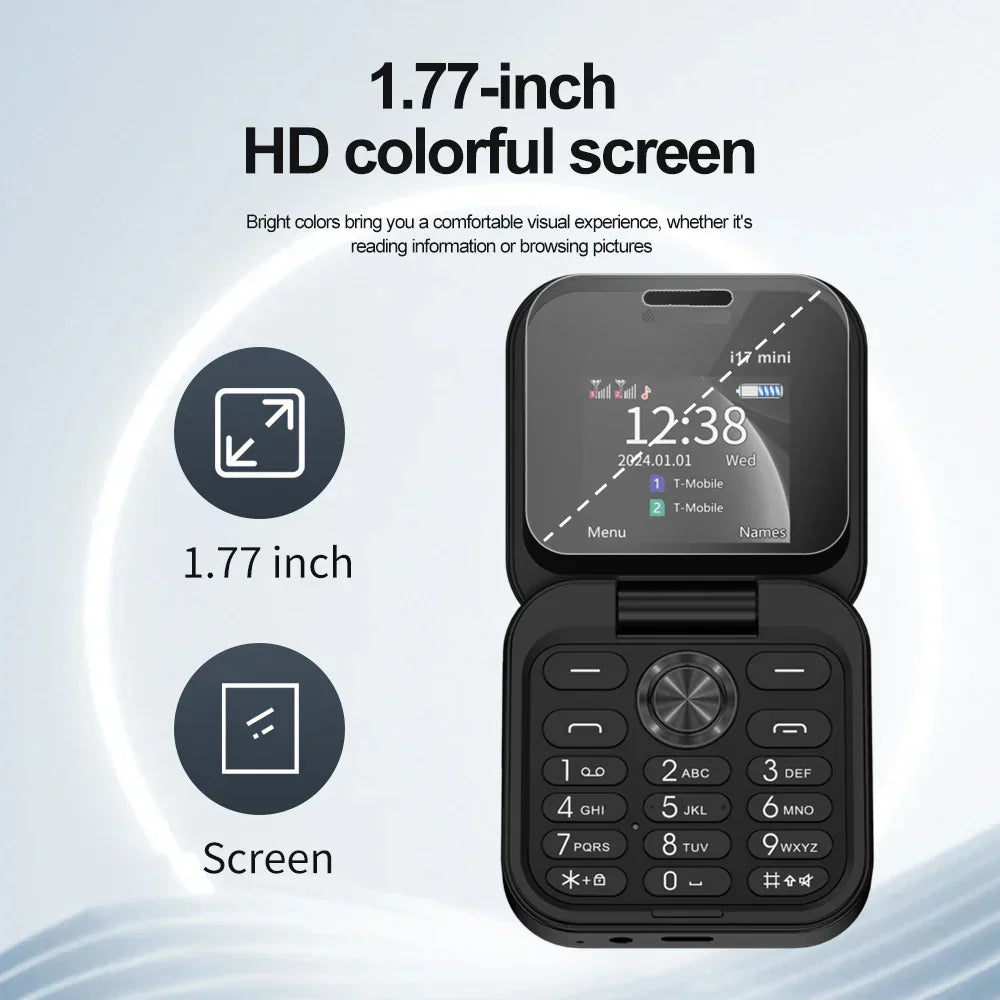 Mini Flip Mobile Phone 2 SIM Card Small Display Foldable Cell Phone 2