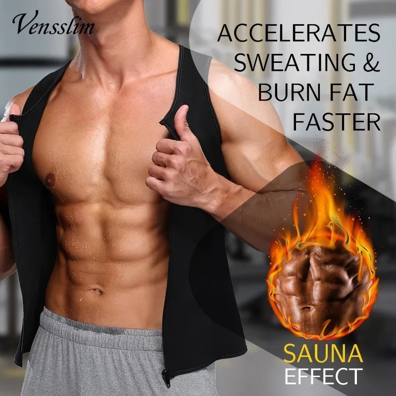 Men Body Shaper Sauna Vest Waist Trainer Double Belt