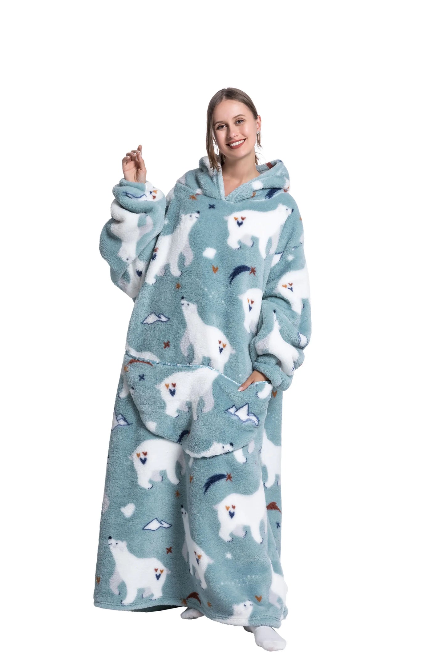 Cute Cartoon Print Hoodie Blanket