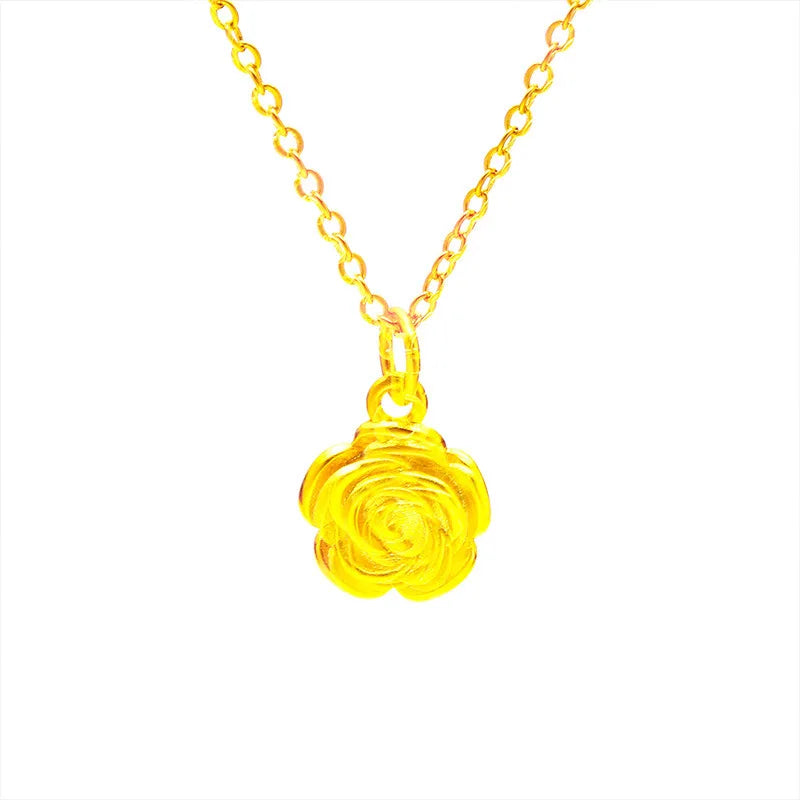 Luxury Rose Flower Pendant Necklace&Earring