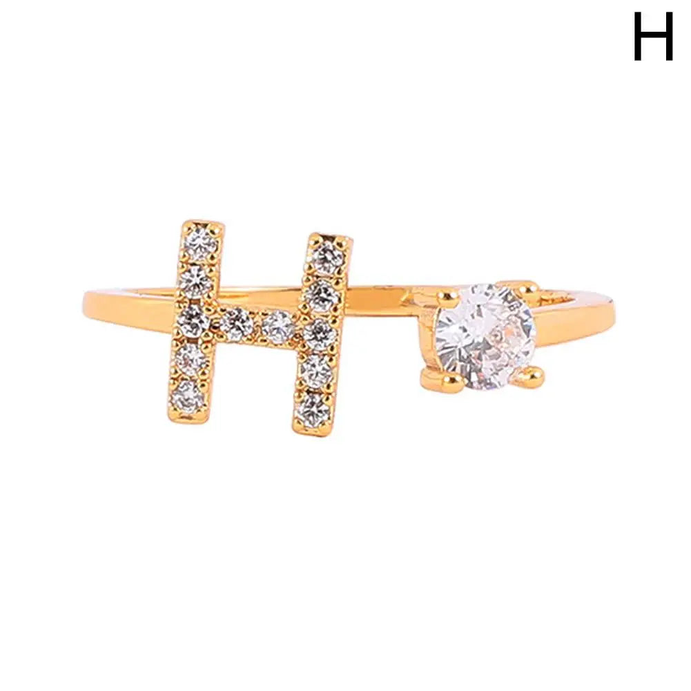 GOLD - ADJUSTABLE RING "Initial Touch" + ROSE CASE