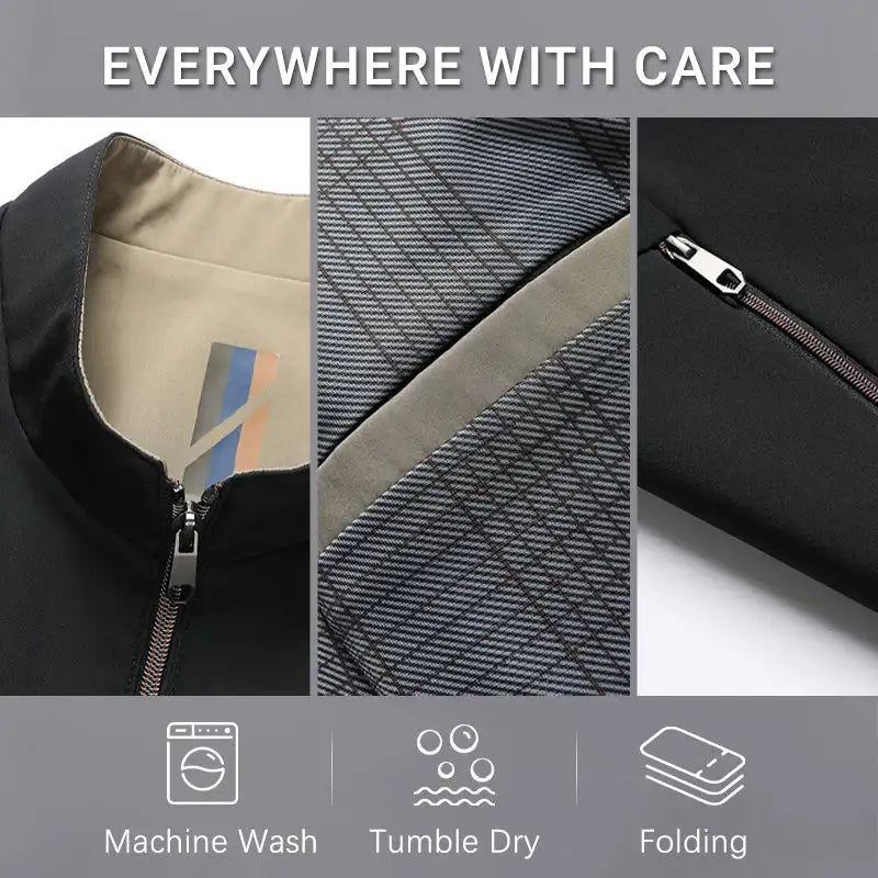 Men's Standing Collar Zipper Casual Jacket