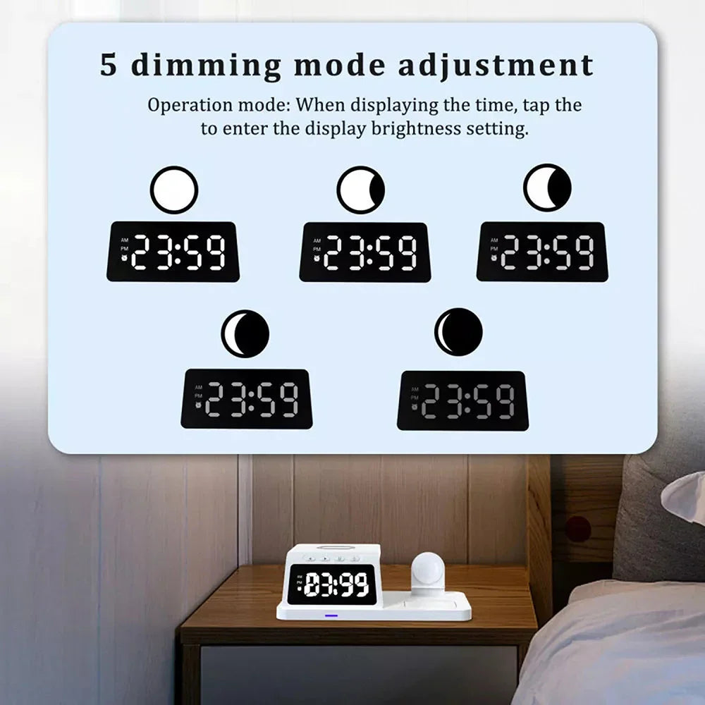 Charging Station with Clock, Wireless Charger(Fast Charging)⚡