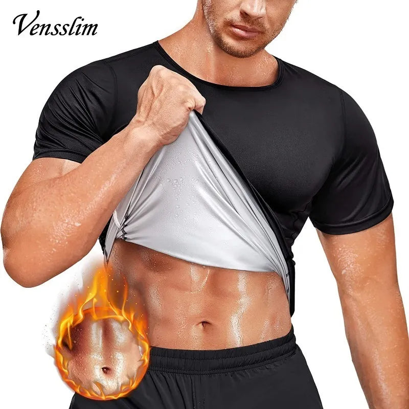Men's Short Sleeve Sauna T-shirts, Sweat Enhancing Compression Tee