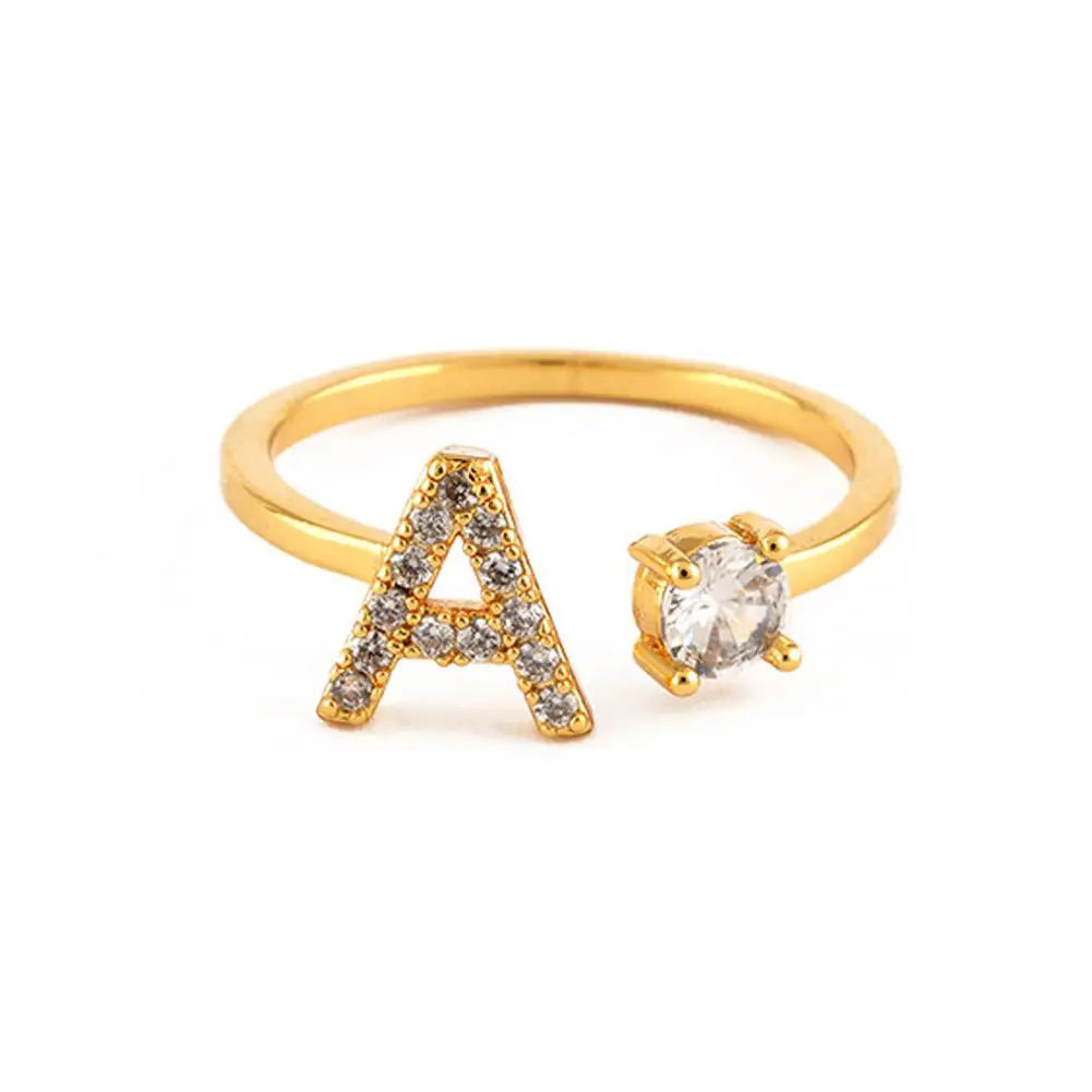 GOLD - ADJUSTABLE RING "Initial Touch" + ROSE CASE