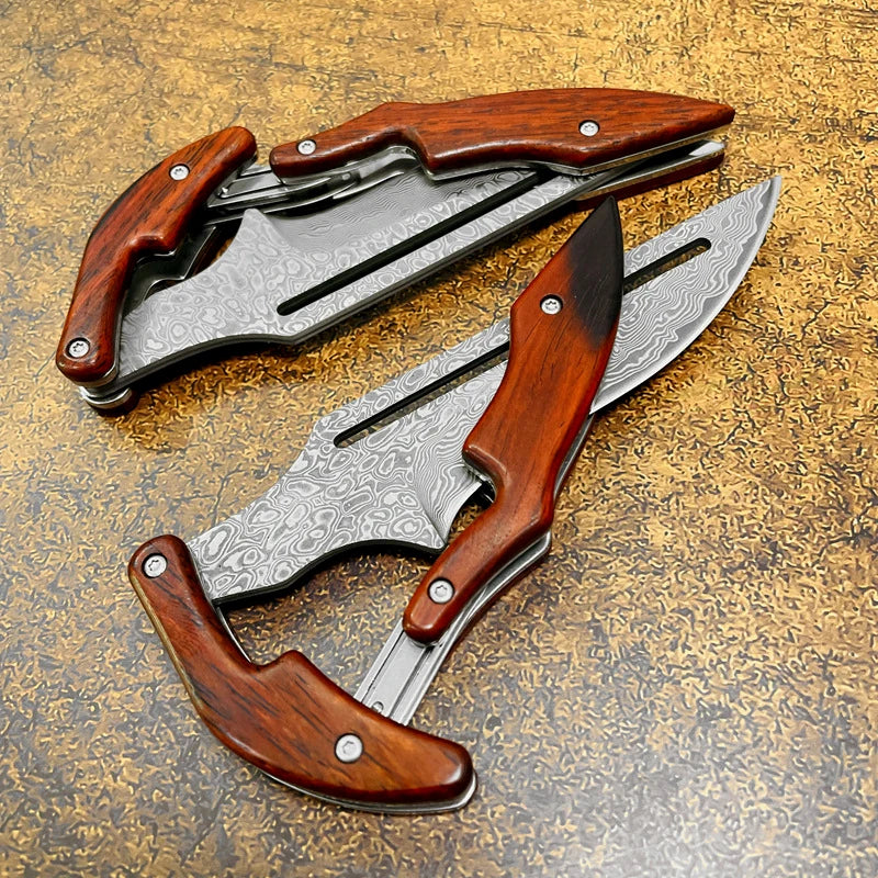 Damascus Outdoor Mechanical Folding Knife