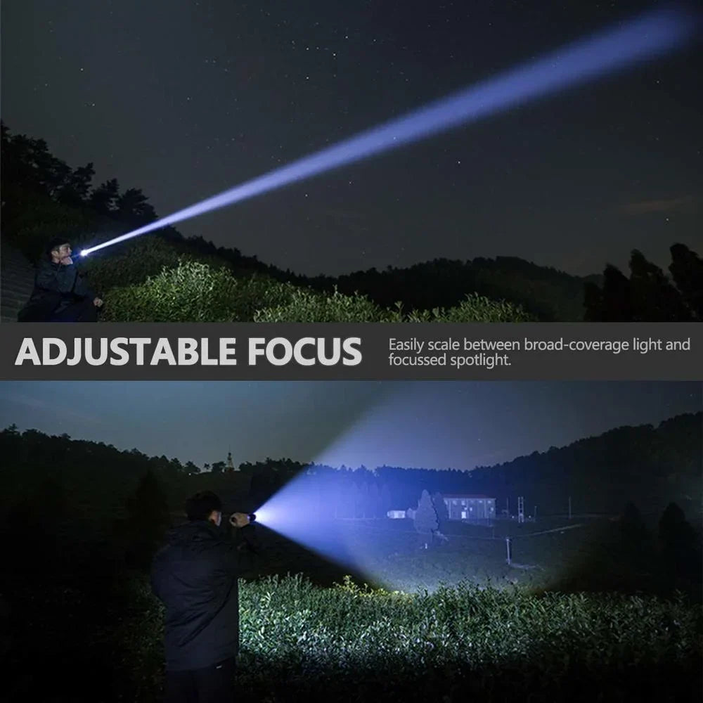 LED Rechargeable Tactical Laser Flashlight 90000 High Lumens