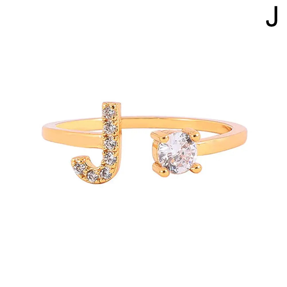 GOLD - ADJUSTABLE RING "Initial Touch" + ROSE CASE