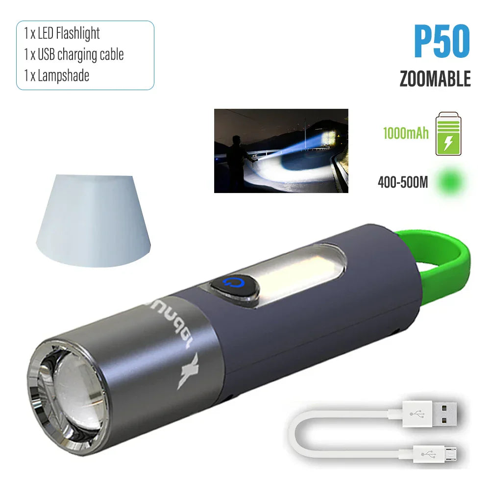 LED Rechargeable Tactical Laser Flashlight 2000 High Lumens