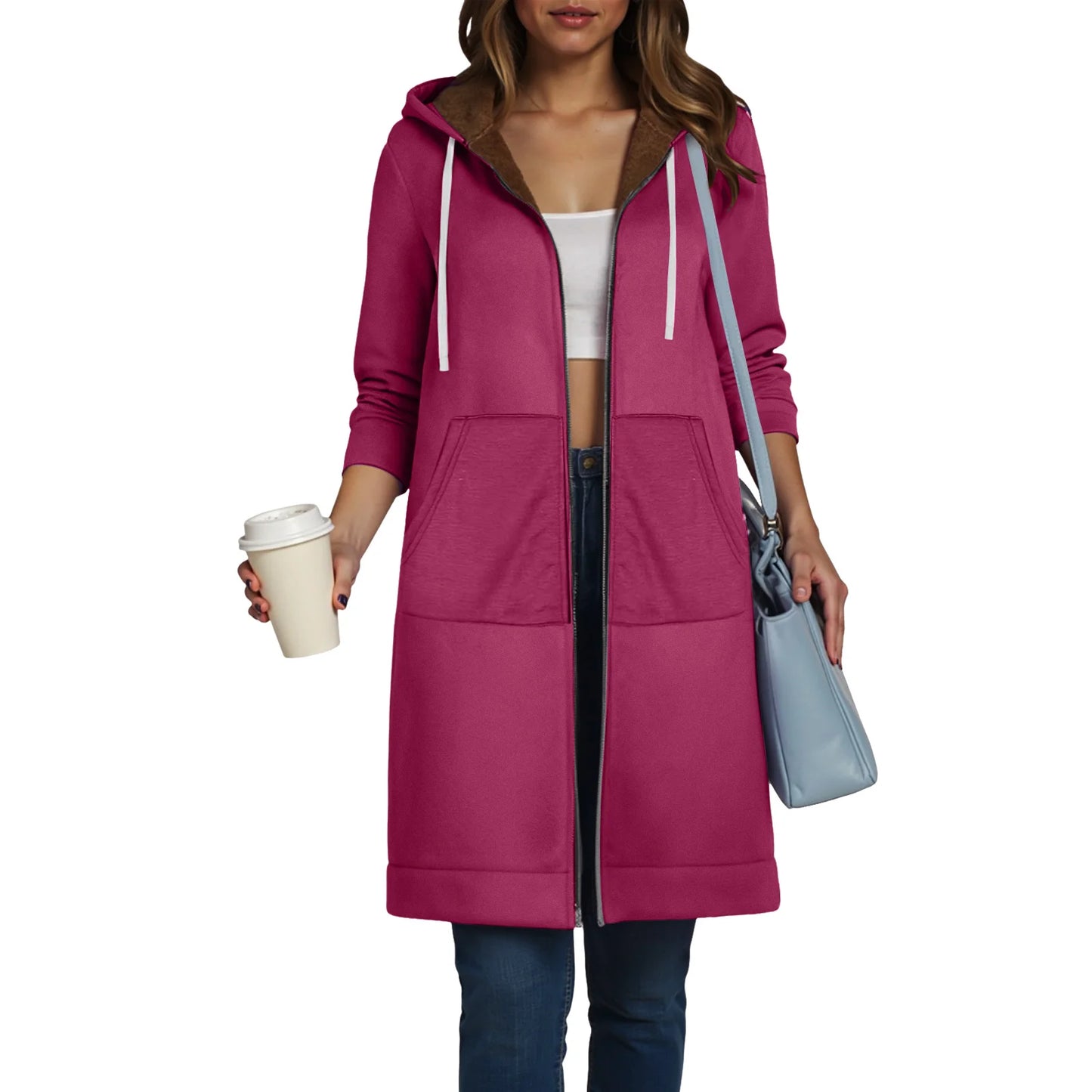 Women Casual Zip up Polyester Hoodies