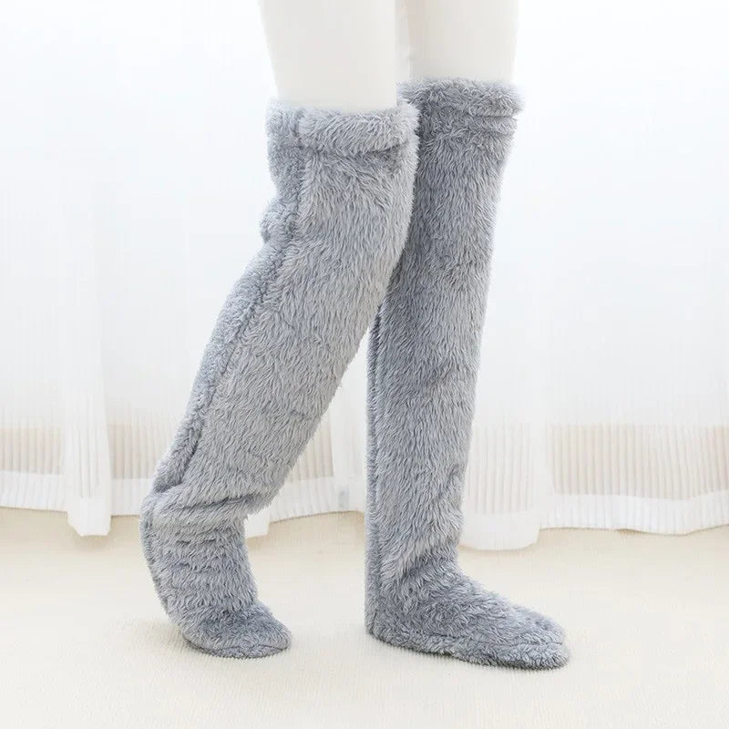 Velvety Fleece Knee Socks For Christmas