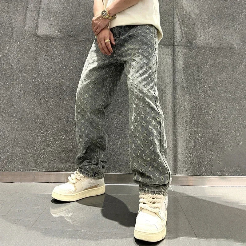 Jacquard Denim Jeans