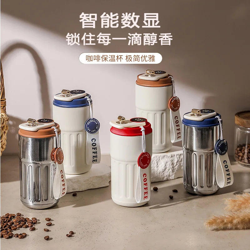 Led Temperature Display Coffee Mug Stainless Steel Thermos