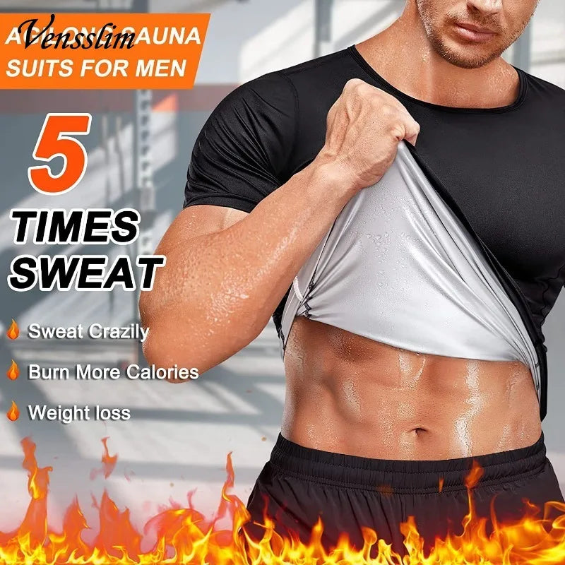 Men's Short Sleeve Sauna T-shirts, Sweat Enhancing Compression Tee
