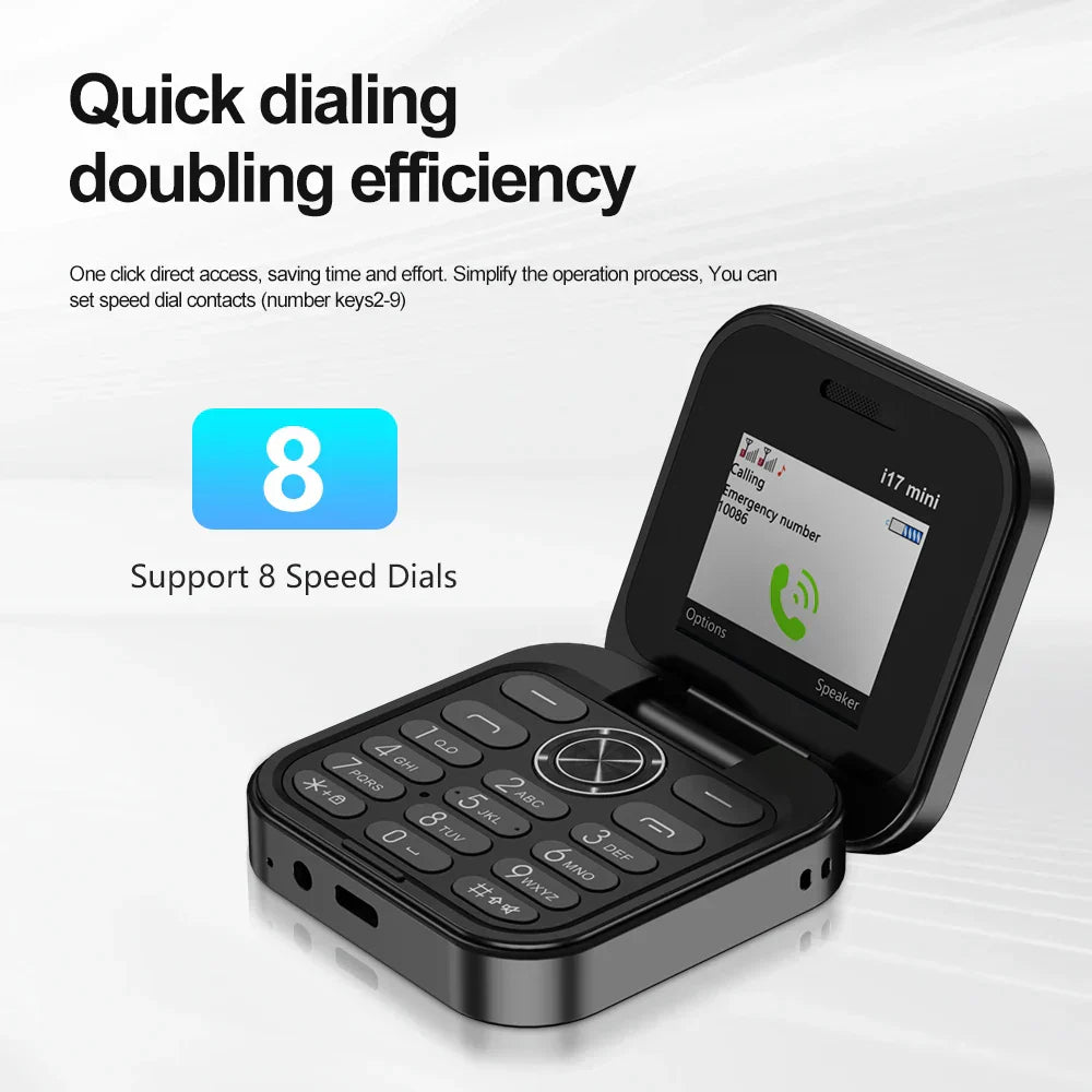 Mini Flip Mobile Phone 2 SIM Card Small Display Foldable Cell Phone 2