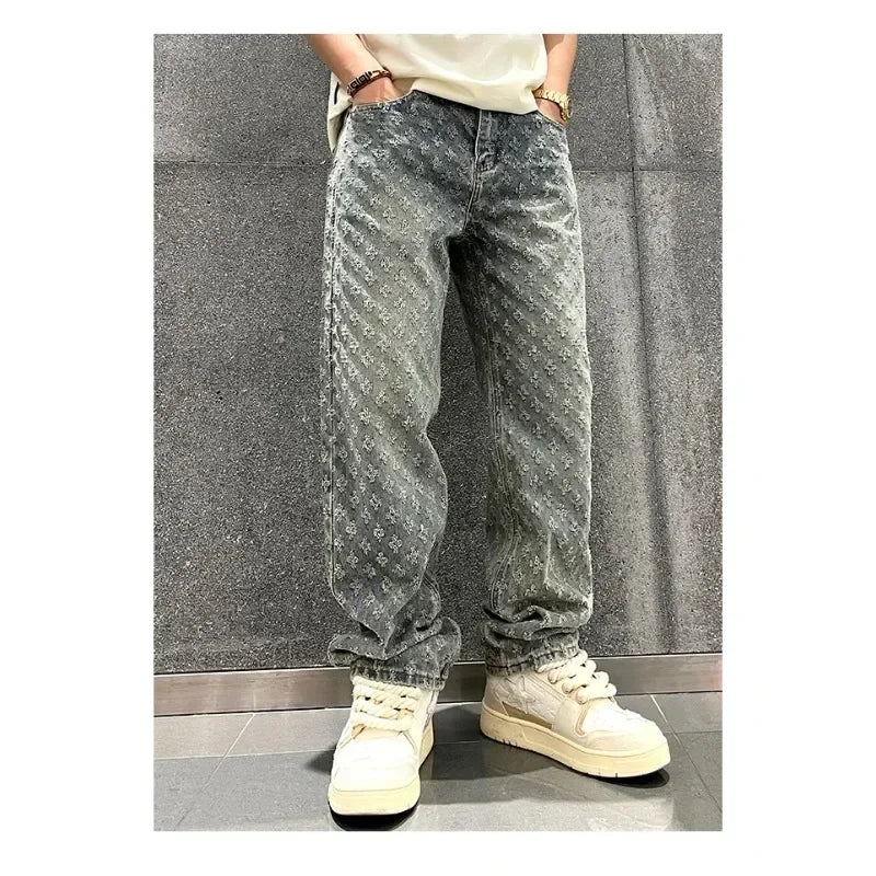 Jacquard Denim Jeans