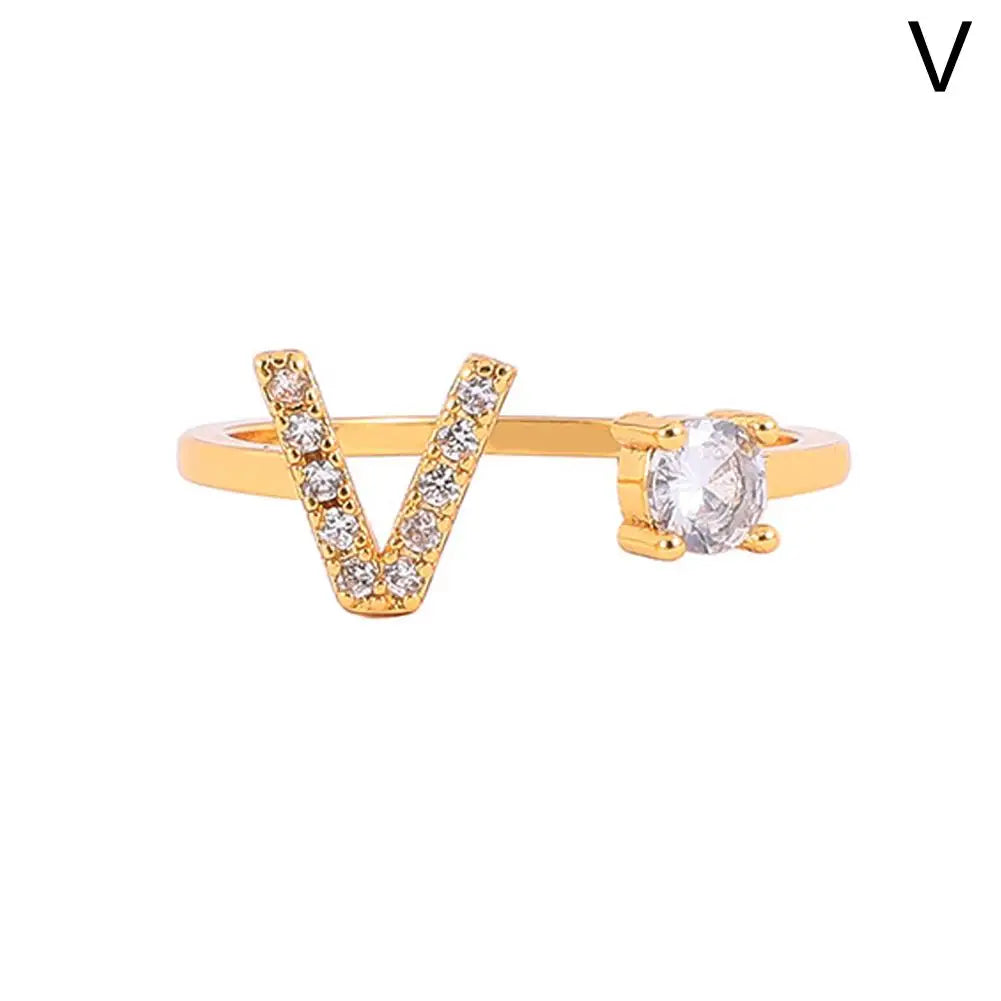 GOLD - ADJUSTABLE RING "Initial Touch" + ROSE CASE