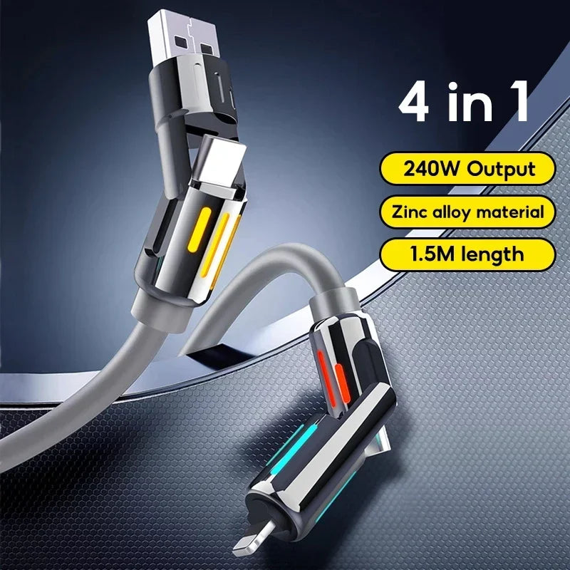 Mfish 240W 4-in-1 Universal Fast Charging Cable (+Free Storage Bag)