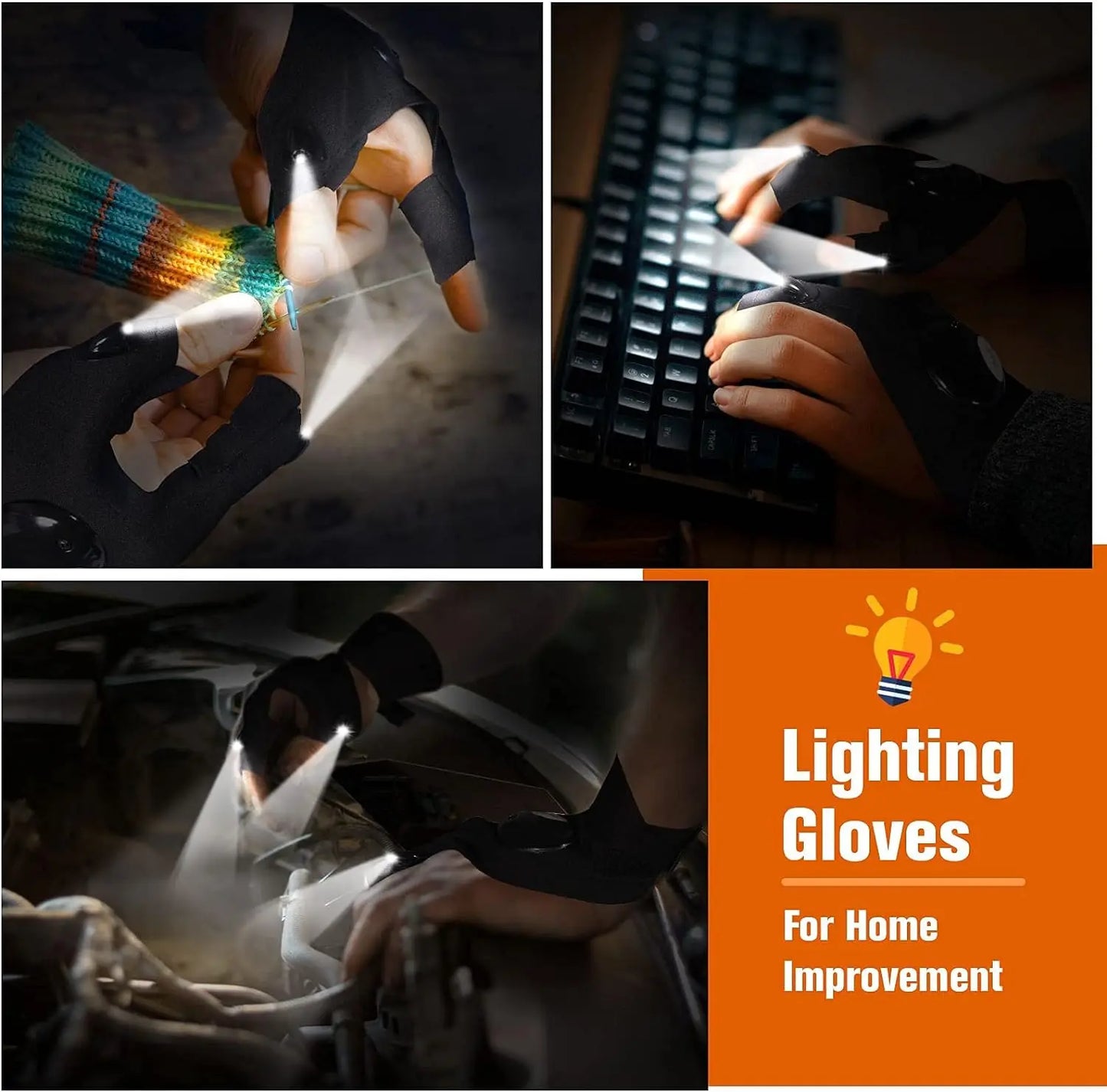 LED Flashlight Waterproof Gloves