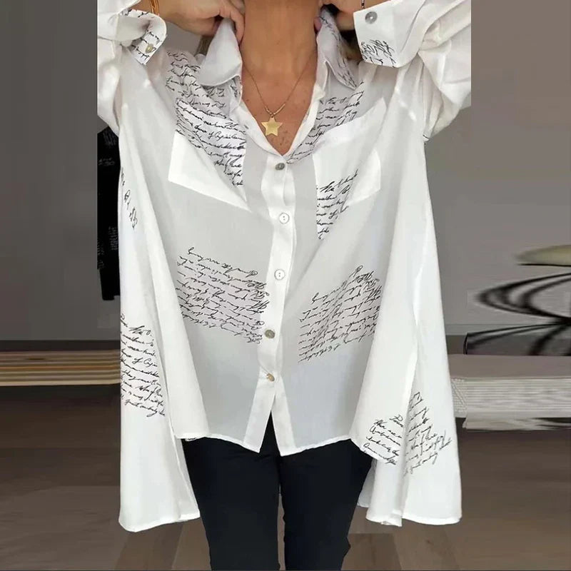 Letter Print Fashion Lapel Shirt (Free Shipping)