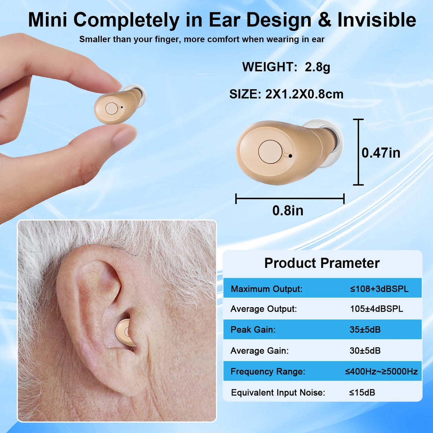 Tiny ITE Bluetooth Hearing Aids (App Controlled)