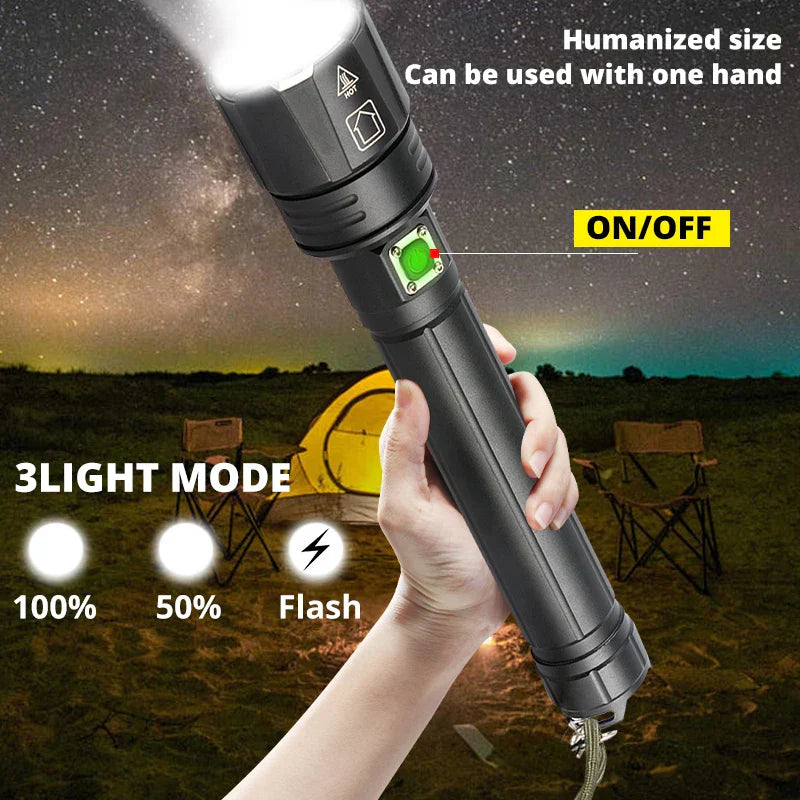 LED Rechargeable Tactical Laser Flashlight 90000 High Lumens