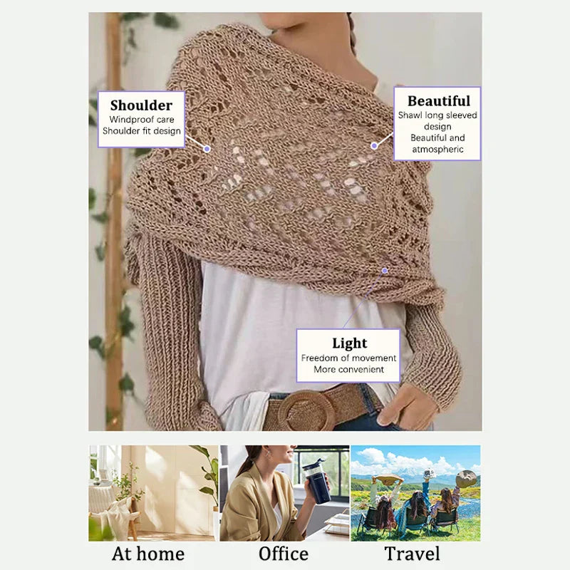 Knitted Cable Wrap, Shrugs For Women, Knitted Wrap