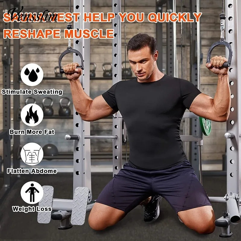 Men's Short Sleeve Sauna T-shirts, Sweat Enhancing Compression Tee