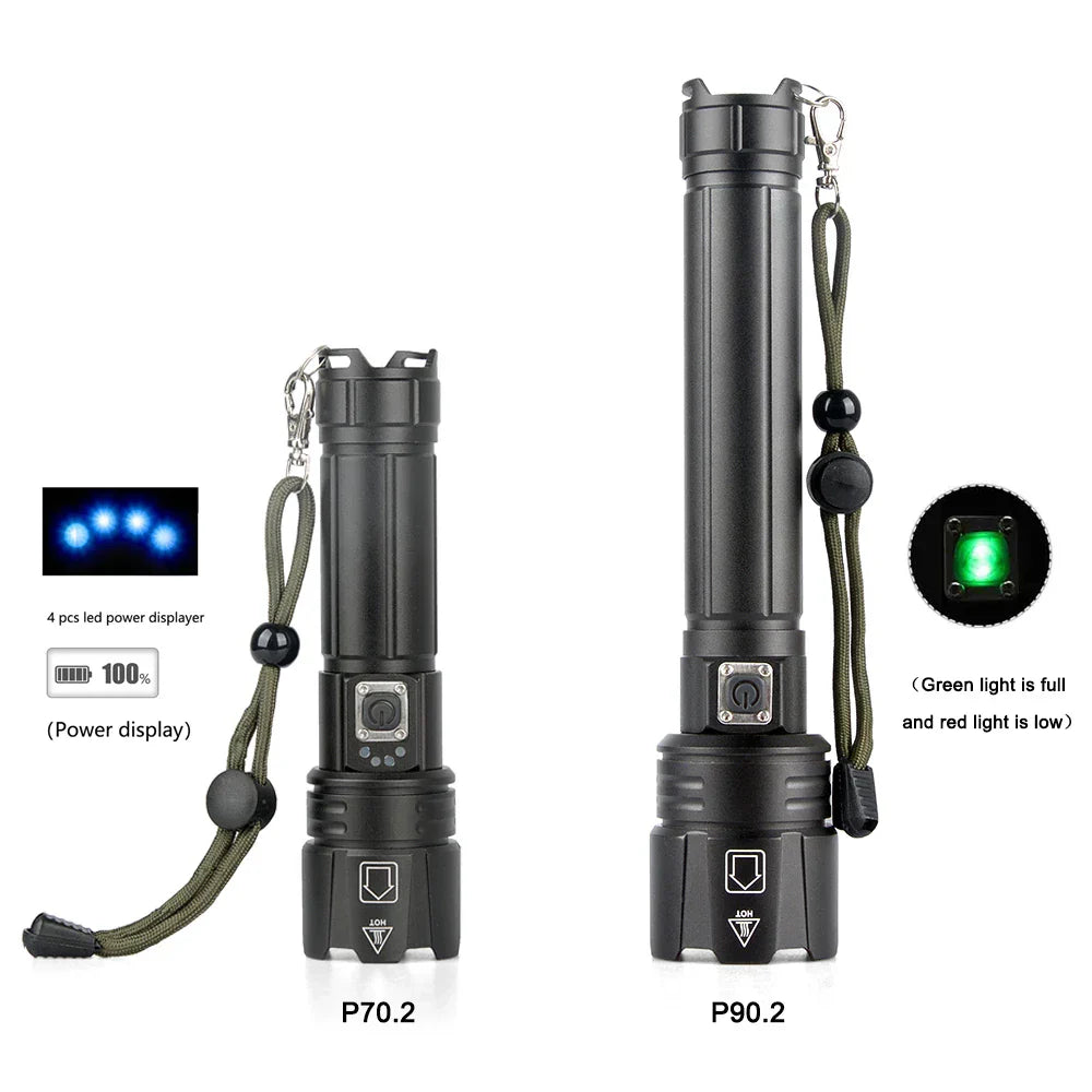 LED Rechargeable Tactical Laser Flashlight 90000 High Lumens