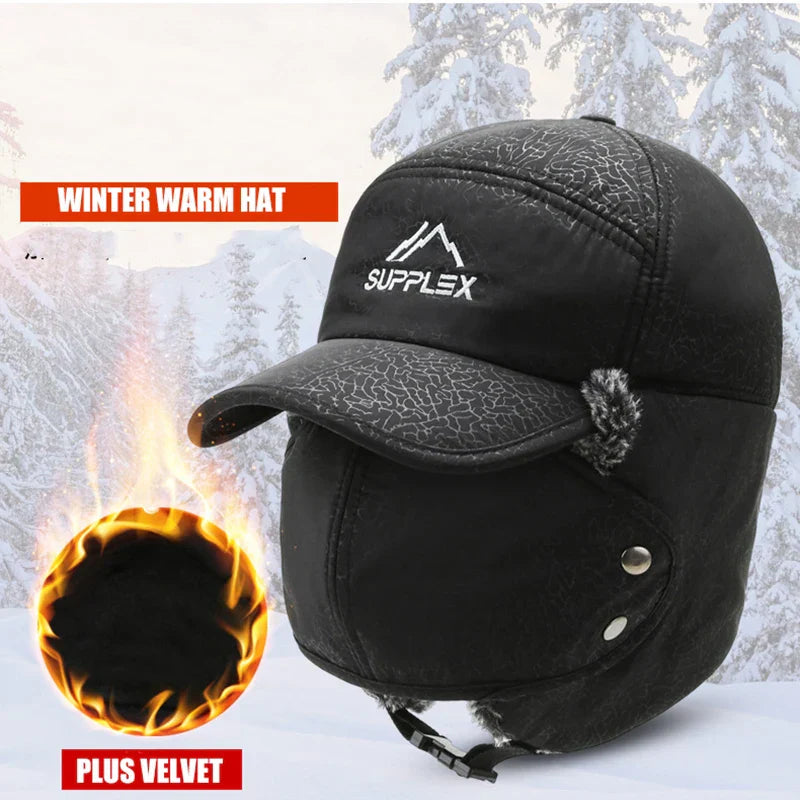 Men Winter Ear Flap Trapper Hat Face Mask Fur Aviator Thermal Warm Snow Ski Cap