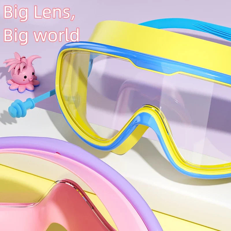 HD children's large frame waterproof and anti-fog swimming goggles