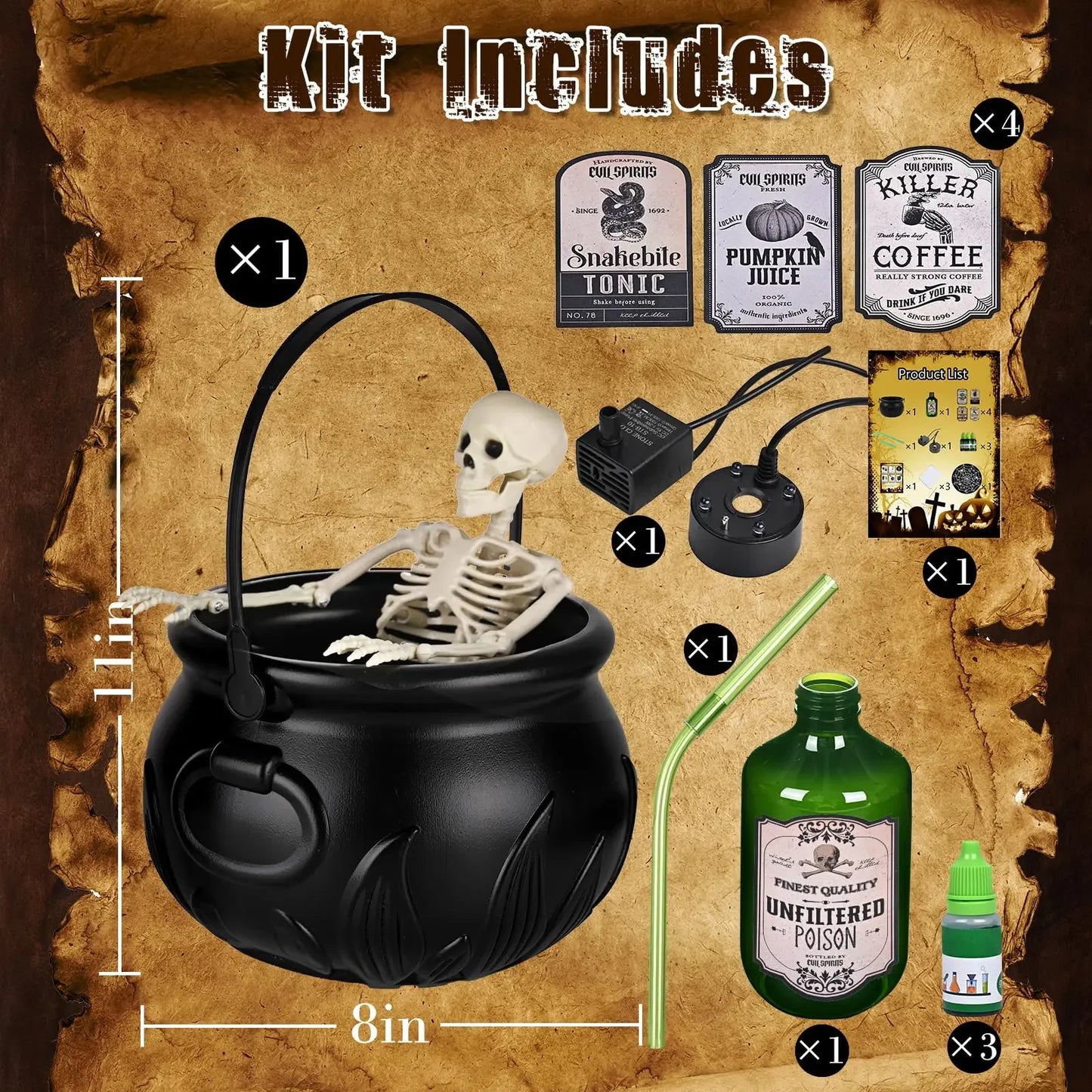 Halloween Floating Potion Cauldron with Mist Maker