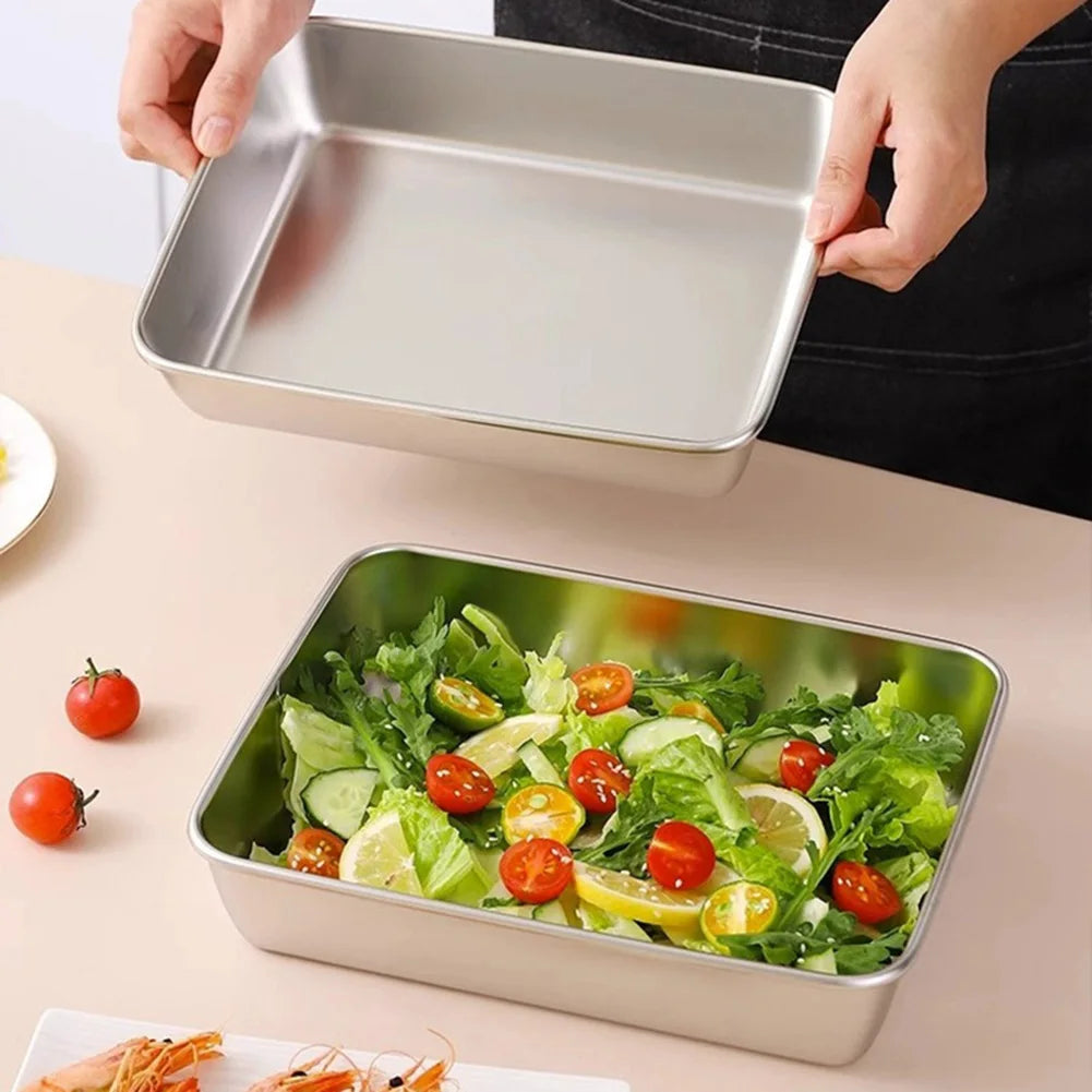 Stainless Steel Square Plate(With Lid)