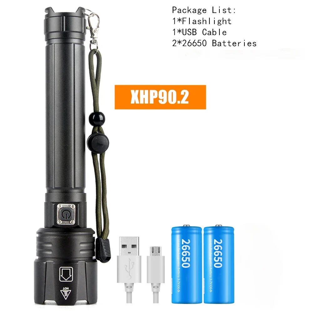 LED Rechargeable Tactical Laser Flashlight 90000 High Lumens