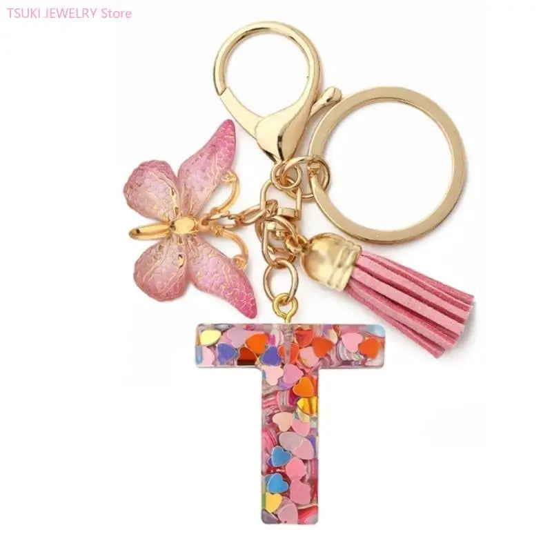 Butterfly Letter Keychain Tassel Design Vibrant Durable Lightweight Gift