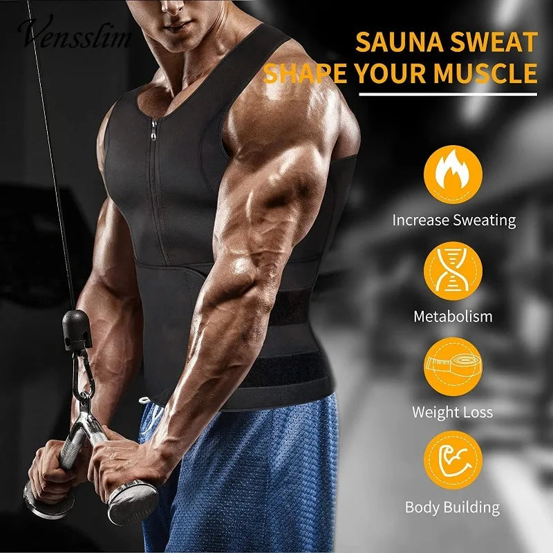 Men Body Shaper Sauna Vest Waist Trainer Double Belt