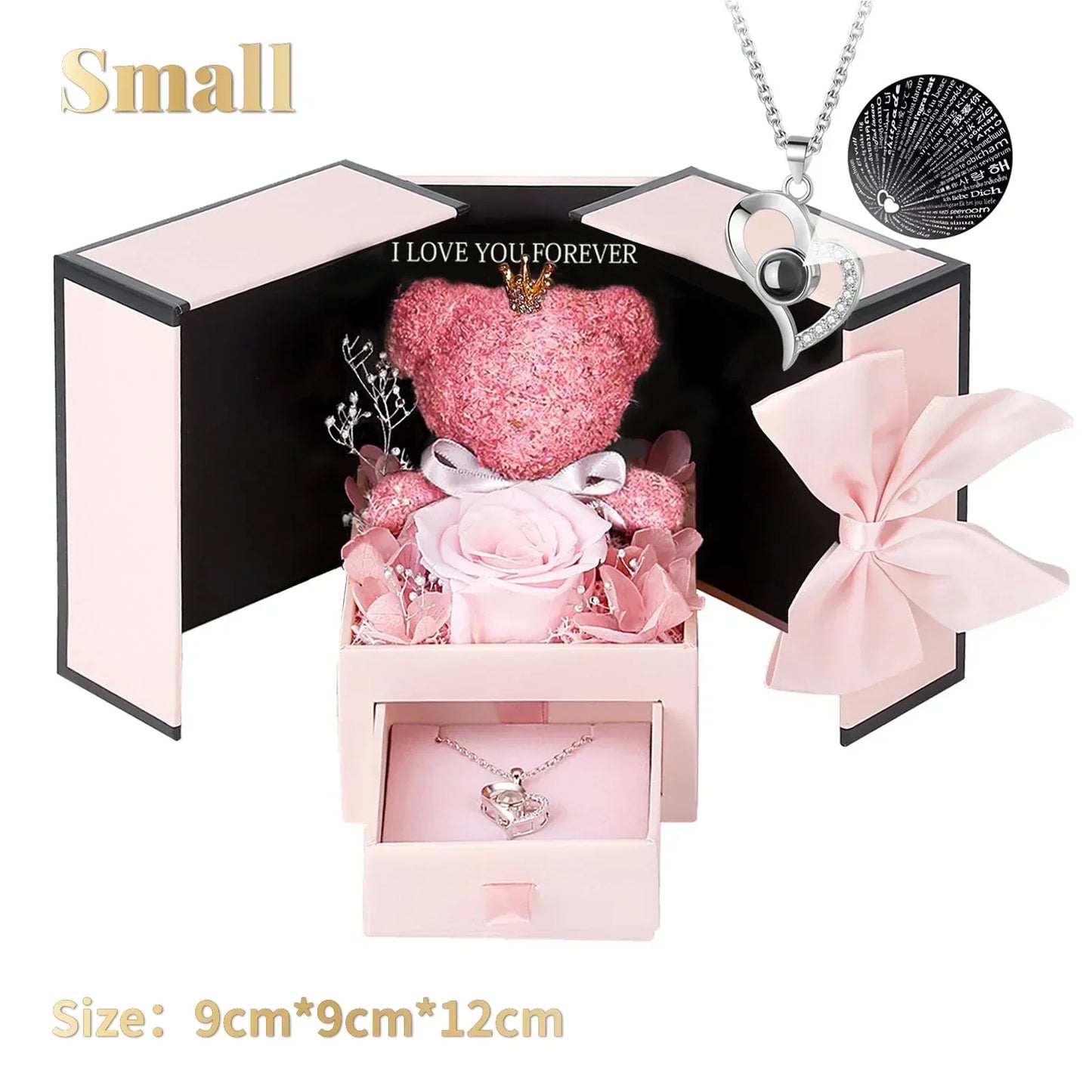 Double-door Preserved Flower Gift Box With Necklace