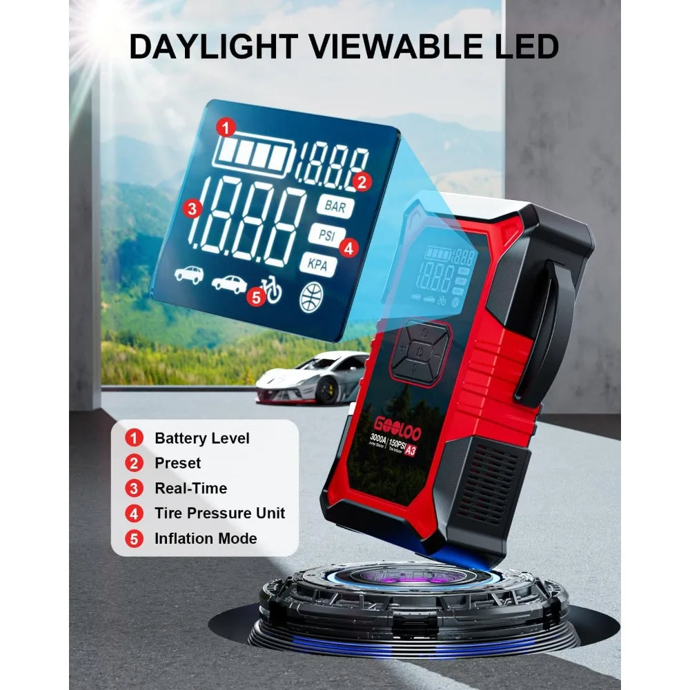 Car Emergency Starter with Air Compressor