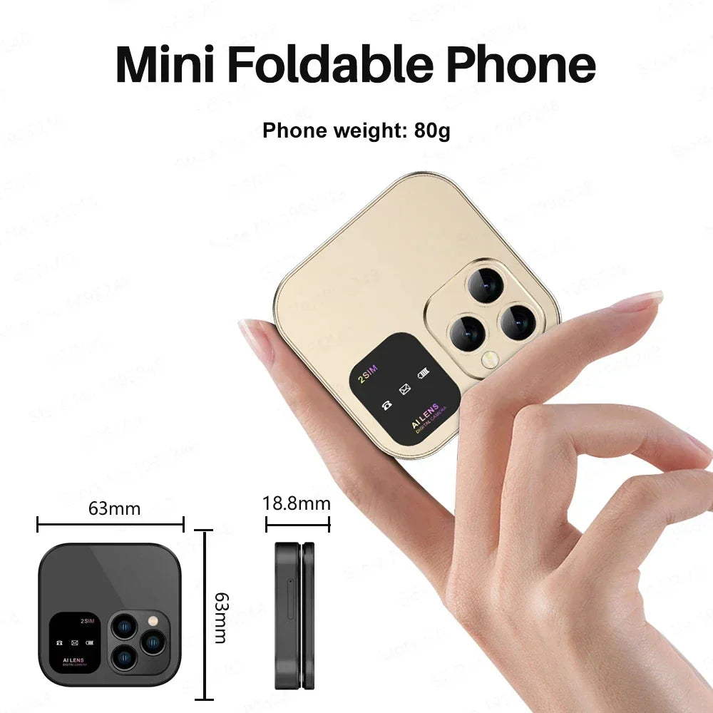 Mini Flip Mobile Phone 2 SIM Card Small Display Foldable Cell Phone 1
