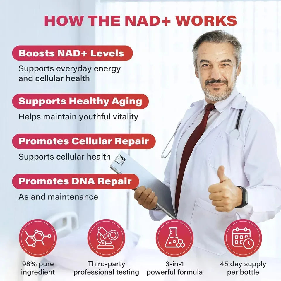 NAD 1000mg Liquid NAD+ Drink Mix with Nicotinamide Riboside, PQQ & Reseratrol - Berry Flavor, Boosts Energy, Focus & Anti-aging