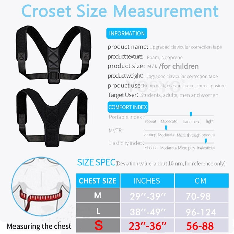 Posture Adjustable Corrector Therapy Back Brace for (unisex)