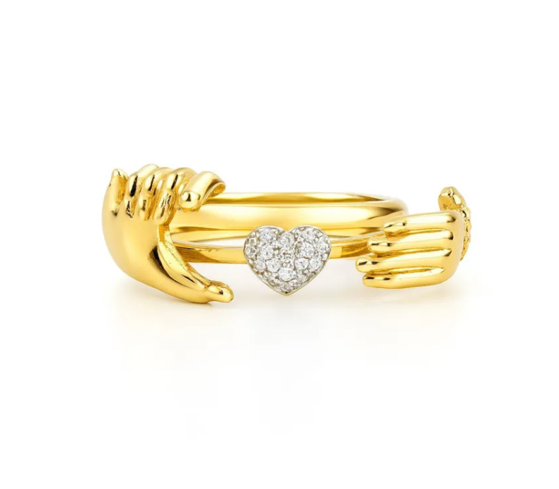 Open Hands Heart Ring
