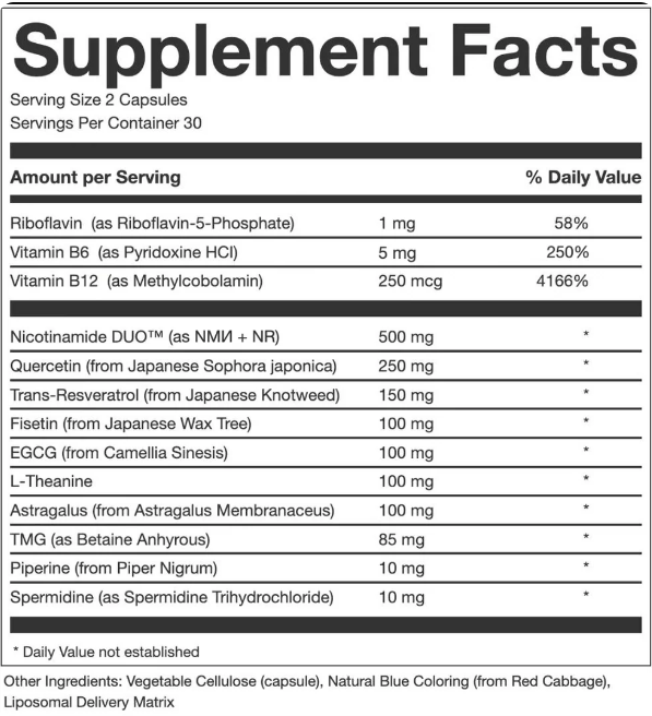 Chronotage NAD+ Liposomal Anti Aging Supplement Complex