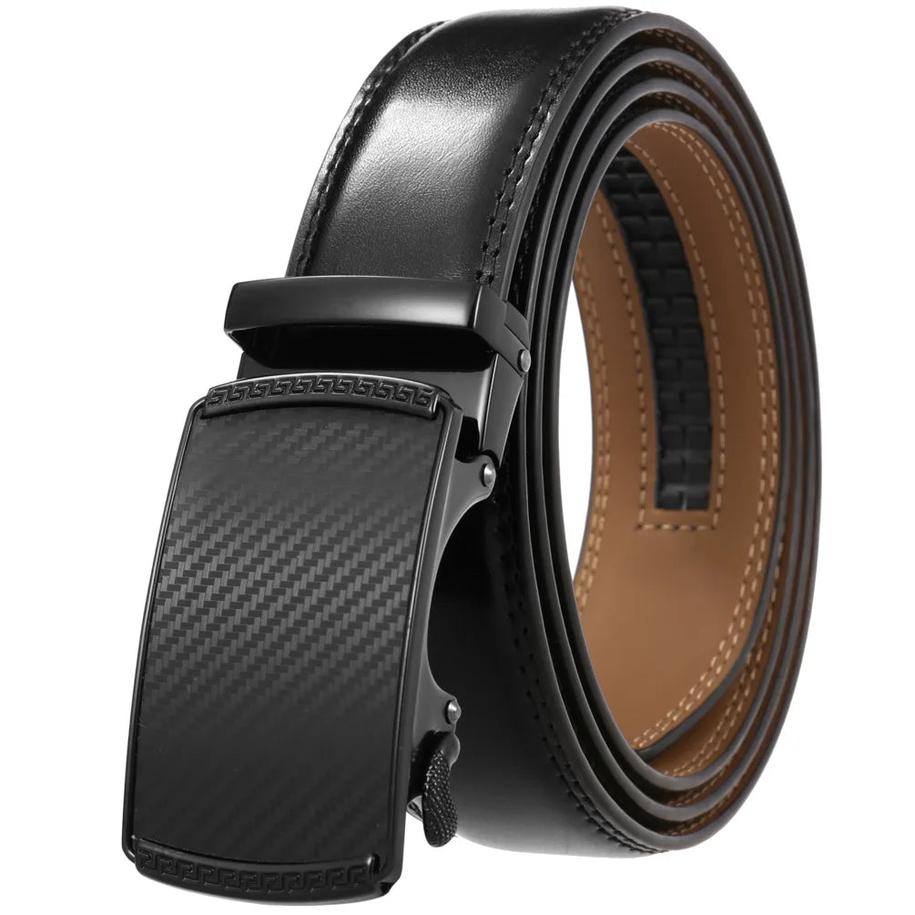 Leather Ratchet Belt With Adjustable Buckle