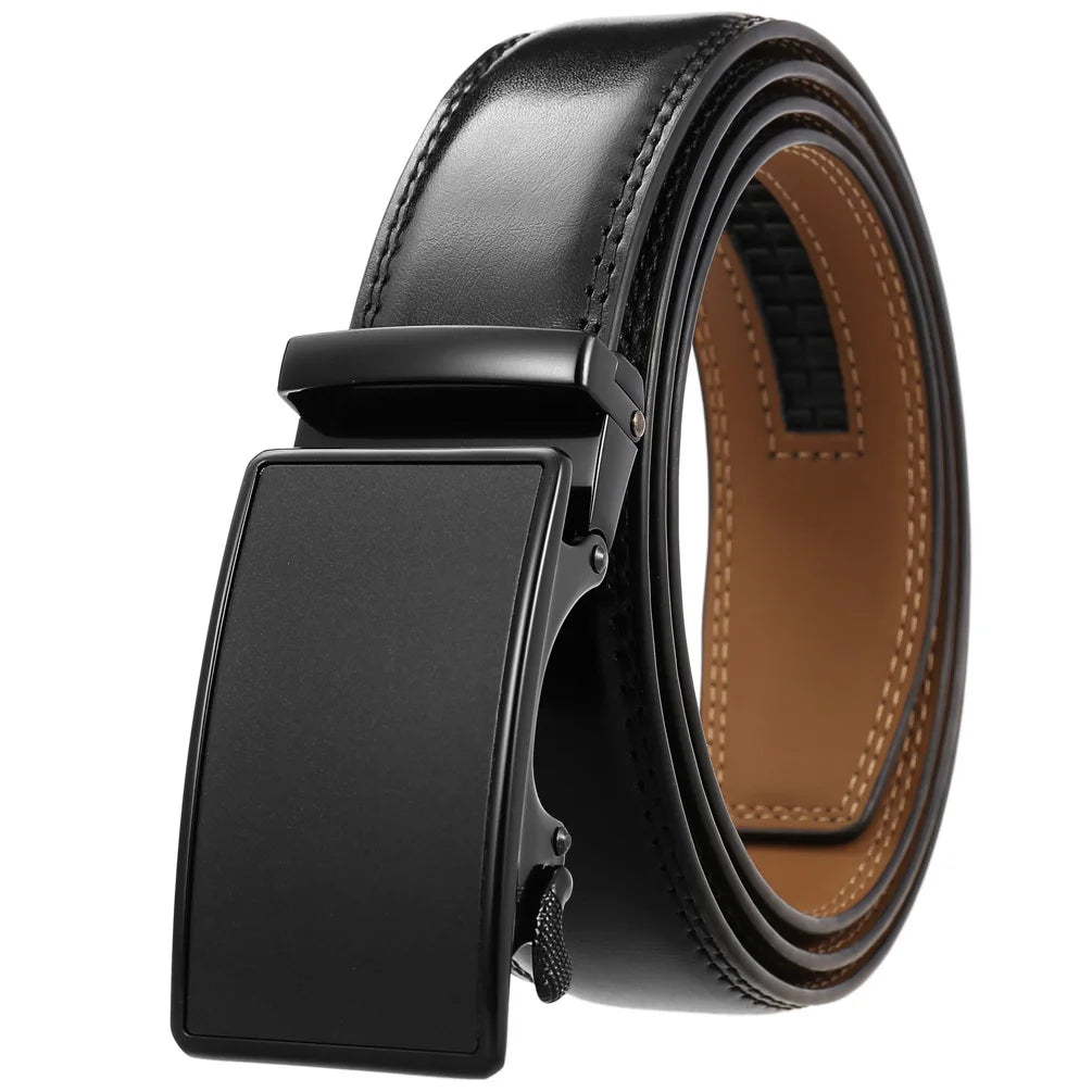 Leather Ratchet Belt With Adjustable Buckle