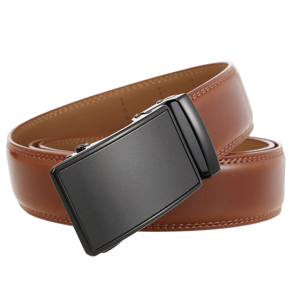 Leather Ratchet Belt With Adjustable Buckle