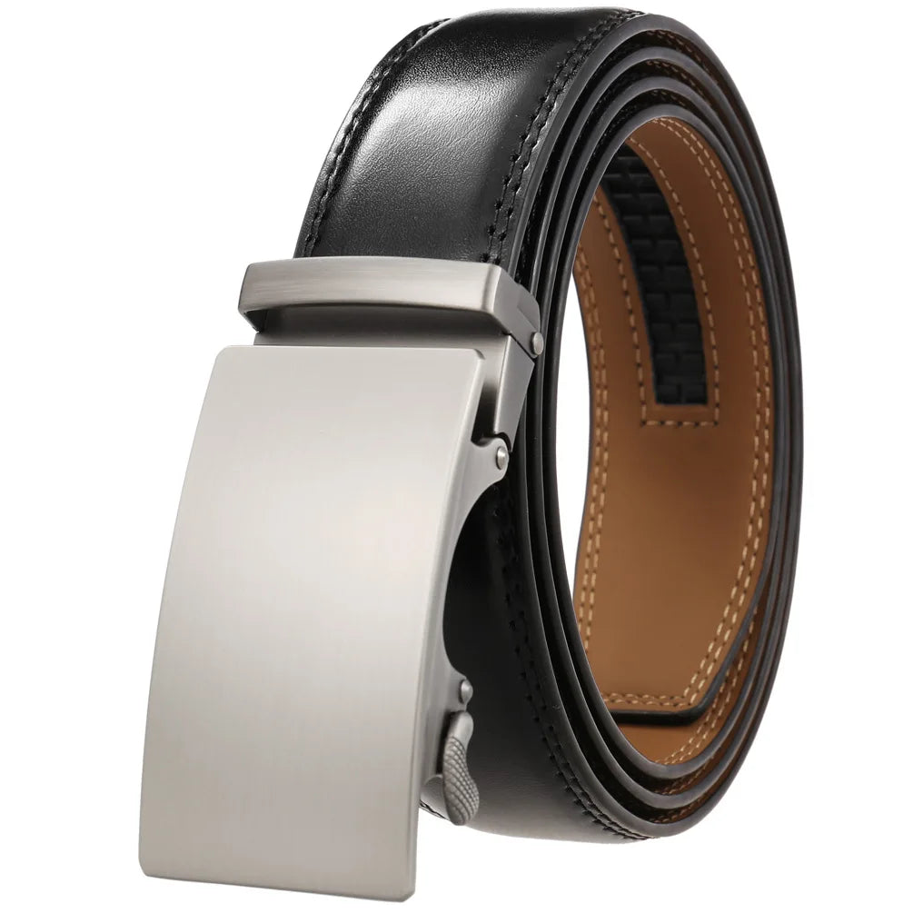 Leather Ratchet Belt With Adjustable Buckle