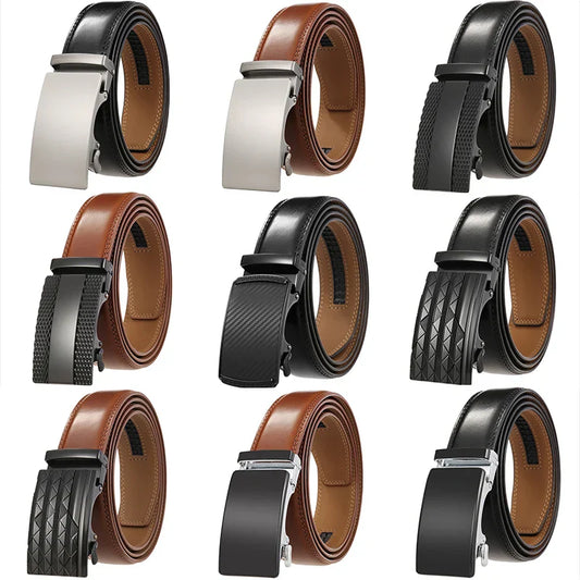 Leather Ratchet Belt With Adjustable Buckle